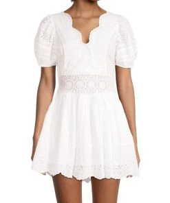 LoveShackFancy Valente Puff-Sleeve Eyelet Minidress -LoveShackFancy And Billionaire Boys Club Sales unnamed file 703