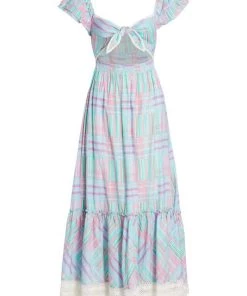 LoveShackFancy Emeka Plaid Cut-Out Maxi Dress