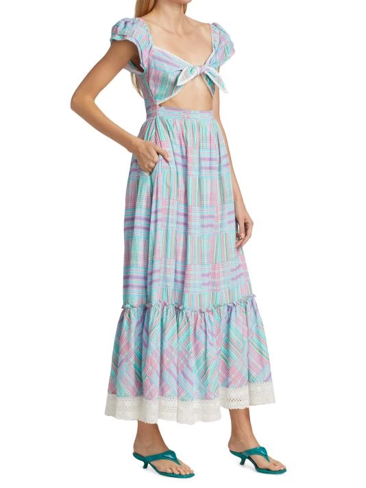 LoveShackFancy Emeka Plaid Cut-Out Maxi Dress 2 LoveShackFancy Emeka Plaid Cut-Out Maxi Dress - Image 2