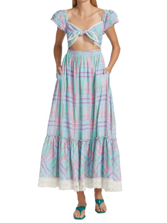 LoveShackFancy Emeka Plaid Cut-Out Maxi Dress 3 LoveShackFancy Emeka Plaid Cut-Out Maxi Dress - Image 3