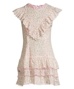 LoveShackFancy Lunetta Ruffle Bib Minidress