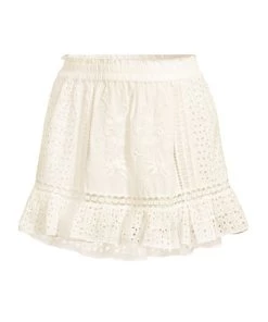 LoveShackFancy Baydar Embroidered Cotton Skirt