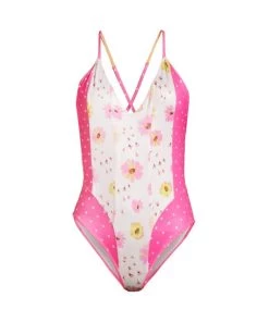 LoveShackFancy Shailee One-Piece Swimsuit Purple Pansy Multi