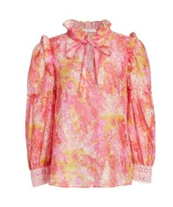 LoveShackFancy Ronalda Lace-Trimmed Blouse