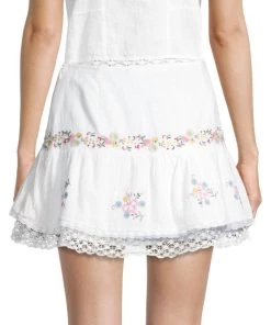 LoveShackFancy Rhodes Floral-Embroidered Miniskirt -LoveShackFancy And Billionaire Boys Club Sales unnamed file 795