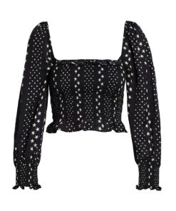 LoveShackFancy Russell Smocked Peasant Top