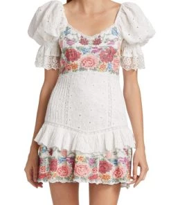 LoveShackFancy Thressey Eyelet-Embroidered Minidress -LoveShackFancy And Billionaire Boys Club Sales unnamed file 845