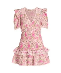 LoveShackFancy Rena Floral Ruffle Dress