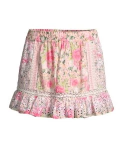 LoveShackFancy Baydar Floral Eyelet Cotton Miniskirt